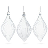 Set of 3 Clear Glass Swirl Christmas Ornaments 5.8 Inches in Clear color Rhombus