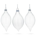 Set of 3 Striped Rhombus Finial Clear Glass Ornament 5.8 Inches in Clear color Finial