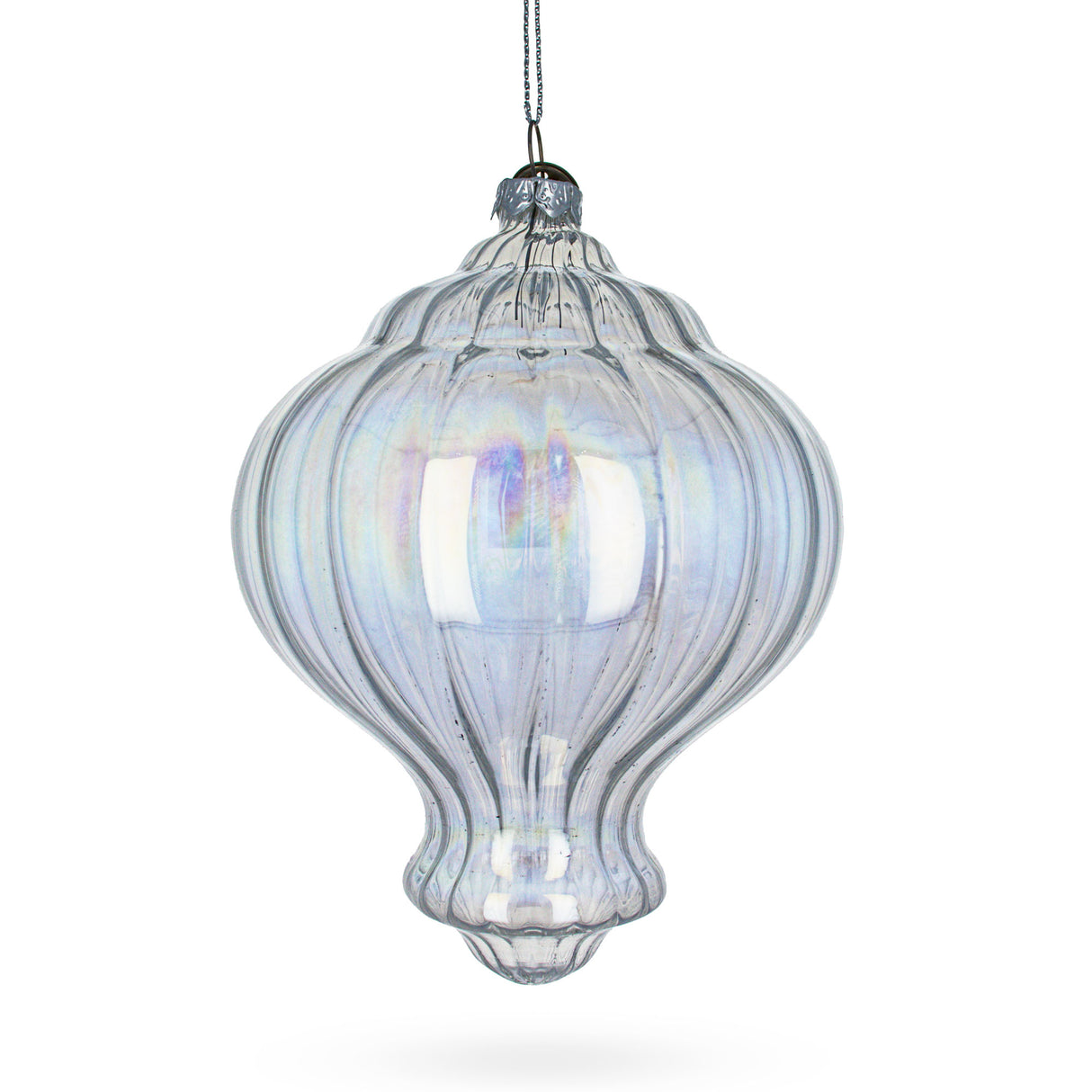 Lantern Shape Finial Clear - Blown Glass Christmas Ornament 5.3 Inches in Clear color,  shape