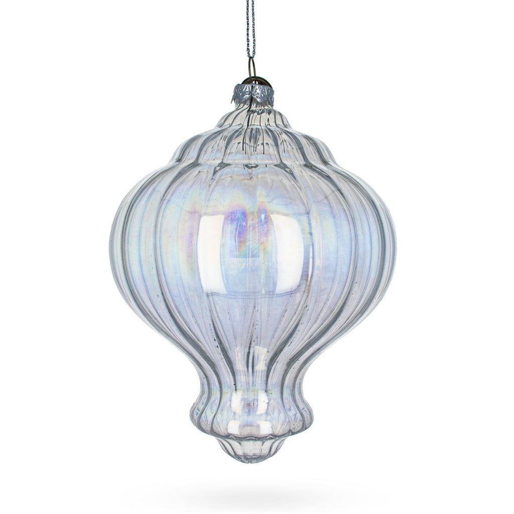 Lantern Shape Finial Clear - Blown Glass Christmas Ornament 5.3 Inches in Clear color,  shape