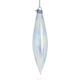Iridescent Clear - Blown Glass Icicle Christmas Ornament 6.9 Inches in Clear color,  shape