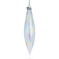 Iridescent Clear Glass Icicle Christmas Ornament 6.9 Inches in Clear color Figurine
