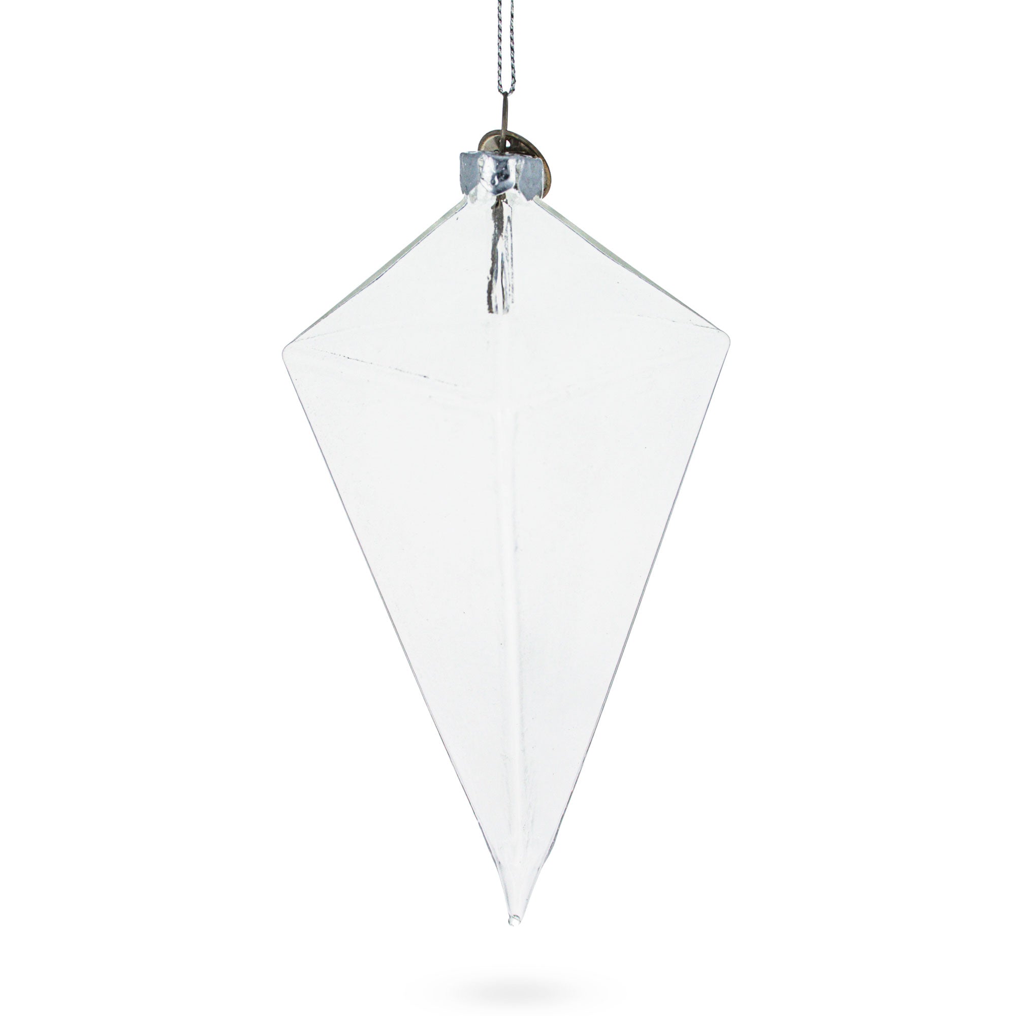 Diamond Clear Glass Christmas Ornament 3.6 Inches in Clear color Finial
