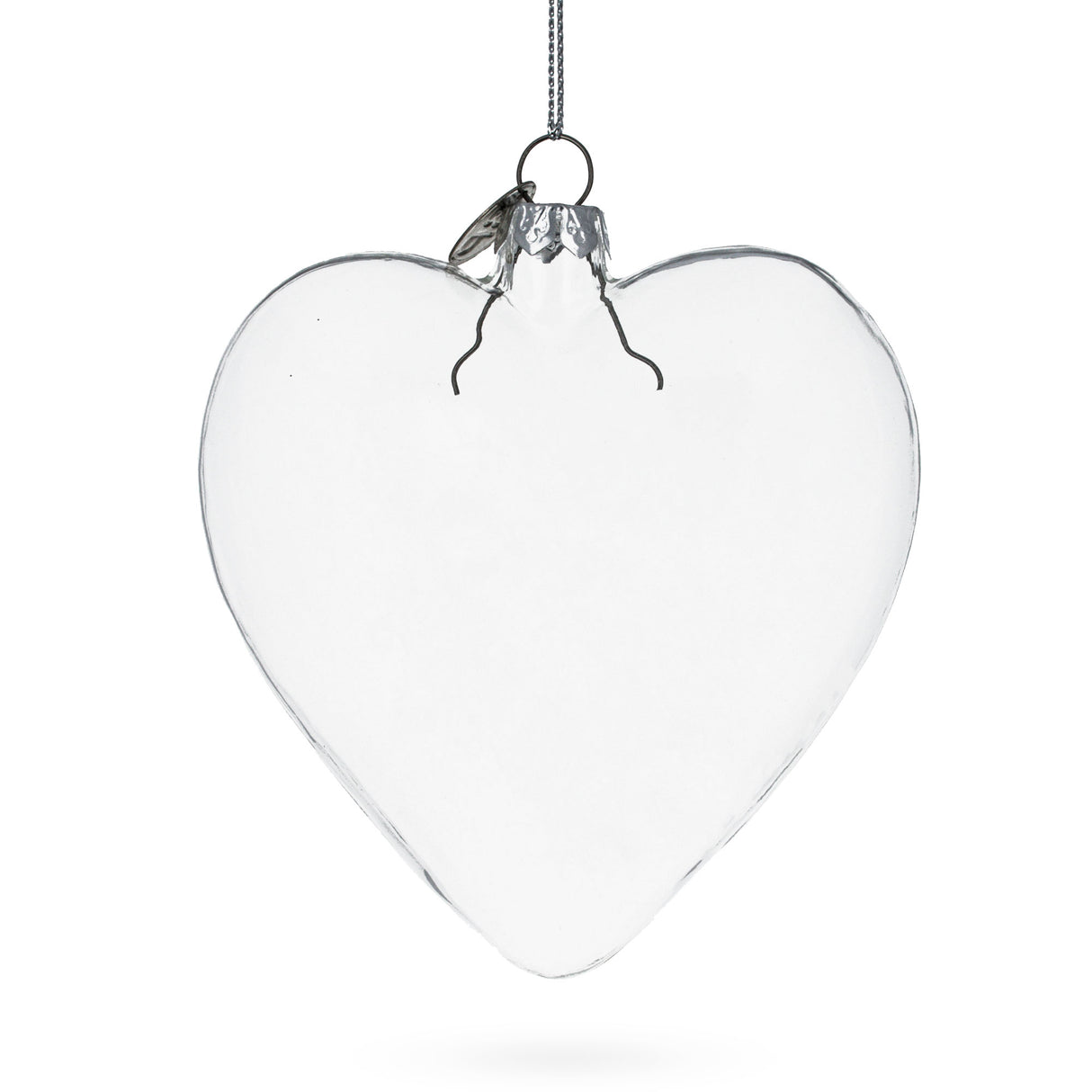 Heart Shape - Blown Clear Glass Christmas Ornament 4.1 Inches (105 mm) in Clear color, Heart shape