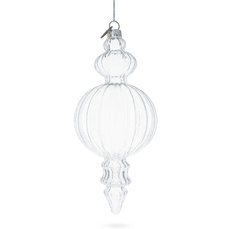 Triple Finial - Blown Clear Glass Christmas Ornament 6.7 Inches (170 mm) in Clear color,  shape