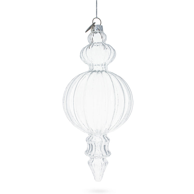 Triple Finial - Blown Clear Glass Christmas Ornament 6.7 Inches (170 mm) in Clear color,  shape