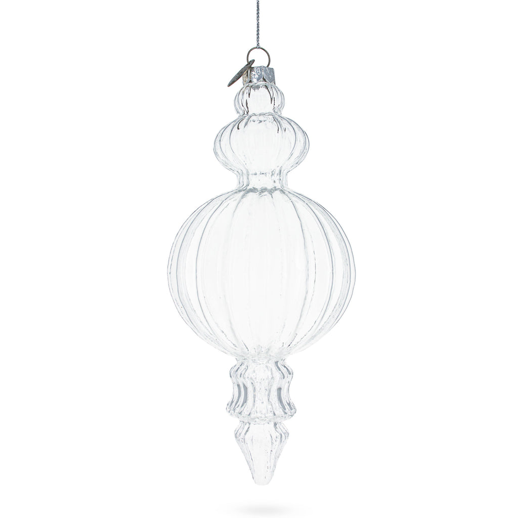 Triple Finial Blown Clear Glass Christmas Ornament 6.7 Inches (170 mm) in Clear color Finial