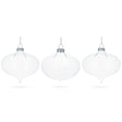 Glass Set of 3 Onion Shape - Blown Clear Glass Christmas Ornament 4.15 Inches (105 mm) in Clear color Oval