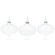 Set of 3 Onion Shape - Blown Clear Glass Christmas Ornament 4.15 Inches (105 mm) in Clear color, Oval shape