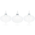 Set of 3 Onion Shape Clear Glass Christmas Ornament 4.15 Inches (105 mm) in Clear color Finial