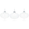 Set of 3 Onion Shape - Blown Clear Glass Christmas Ornament 4.15 Inches (105 mm) in Clear color, Oval shape