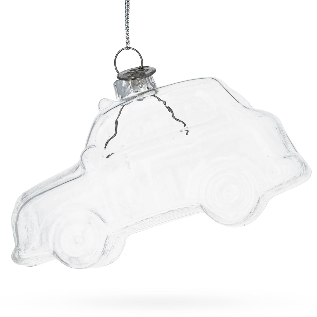 Elegant Car - Blown Clear Glass Christmas Ornament in Clear color,  shape