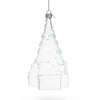 Festive Gifts by Christmas Tree - Blown Clear Glass Christmas Ornament. in Clear color, Triangle shape