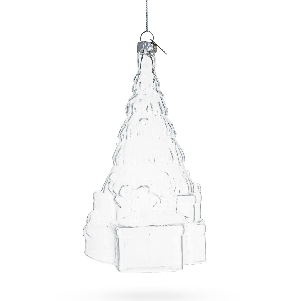 Glass Festive Gifts by Christmas Tree - Blown Clear Glass Christmas Ornament. in Clear color Triangle