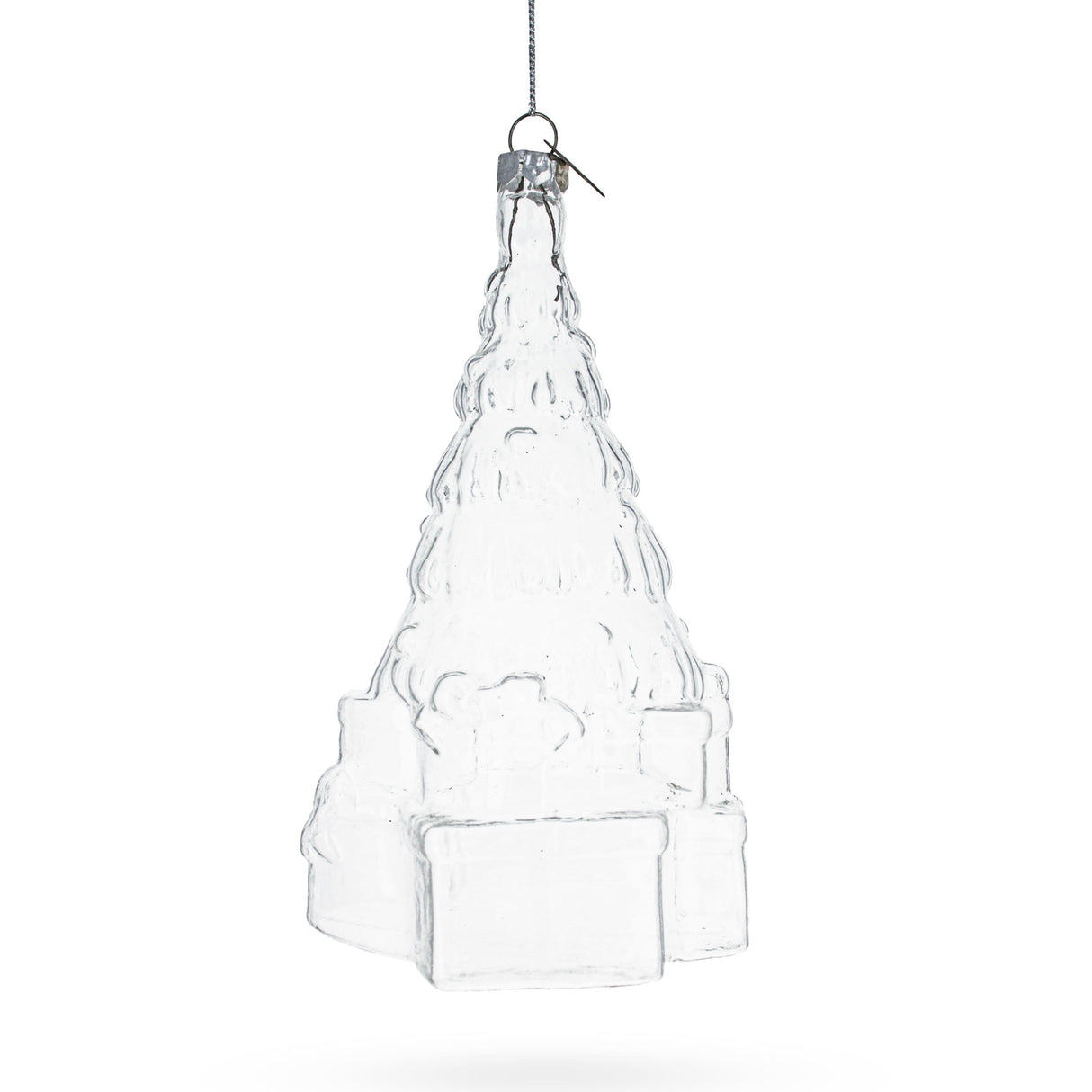 Glass Festive Gifts by Christmas Tree - Blown Clear Glass Christmas Ornament. in Clear color Triangle