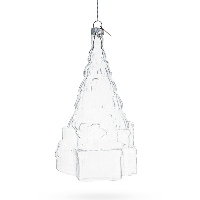 Festive Gifts by Christmas Tree Blown Clear Glass Christmas Ornament. in Clear color Triangle
