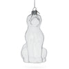 Glass Sitting Dog - Blown Clear Glass Christmas Ornament in Clear color
