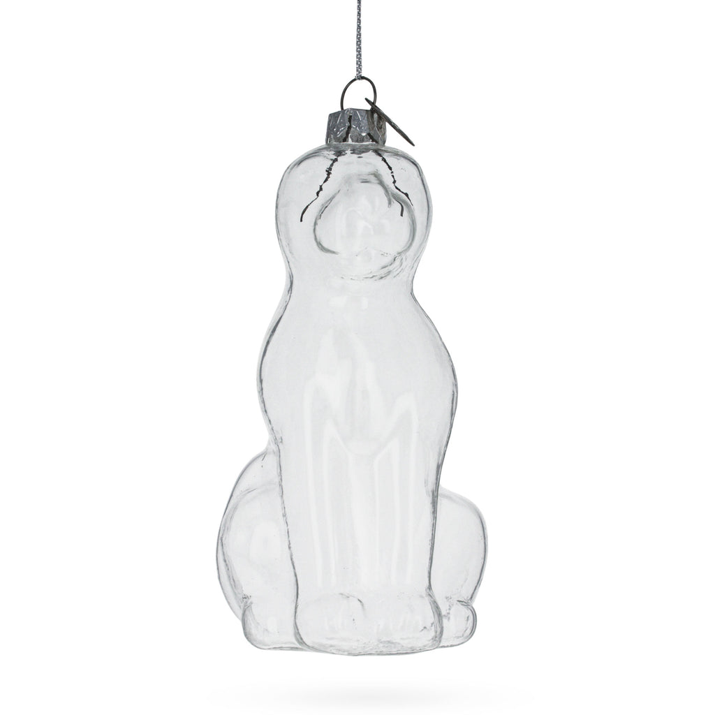 Unpainted Dog Clear Glass Christmas Ornament in Clear color Figurine