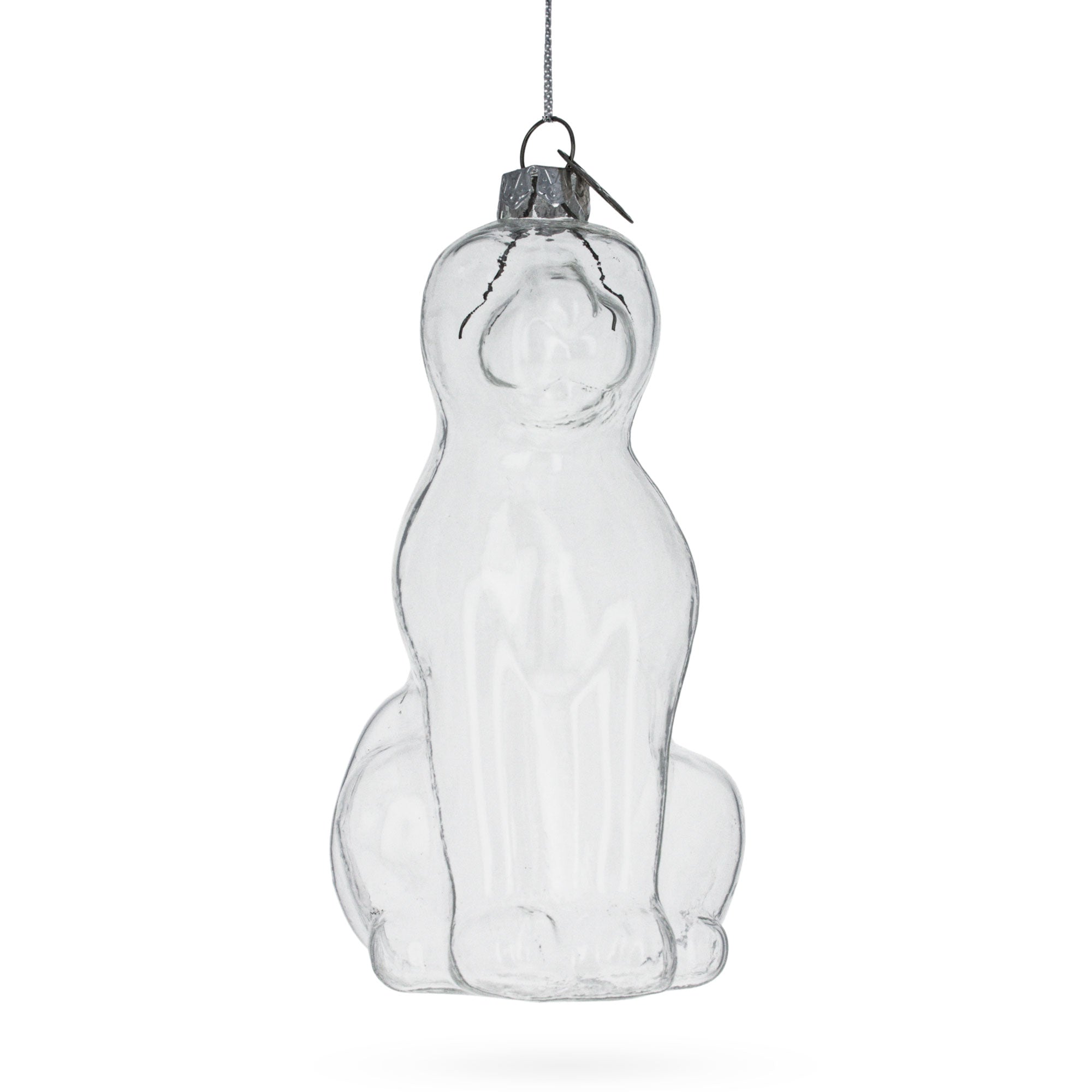 Unpainted Dog Clear Glass Christmas Ornament in Clear color Figurine