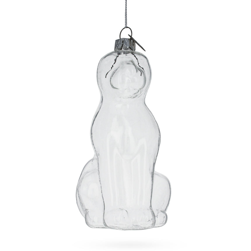 Dog Clear Glass Christmas Ornament in Clear color
