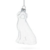 Glass Happy Dog - Blown Clear Glass Christmas Ornament in Clear color