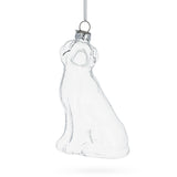 Glass Happy Dog - Blown Clear Glass Christmas Ornament in Clear color