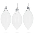Set of 3 Oval - Icicle Clear Blown Glass Christmas Ornament 5.4 Inches (137 mm) in Clear color, Oval shape