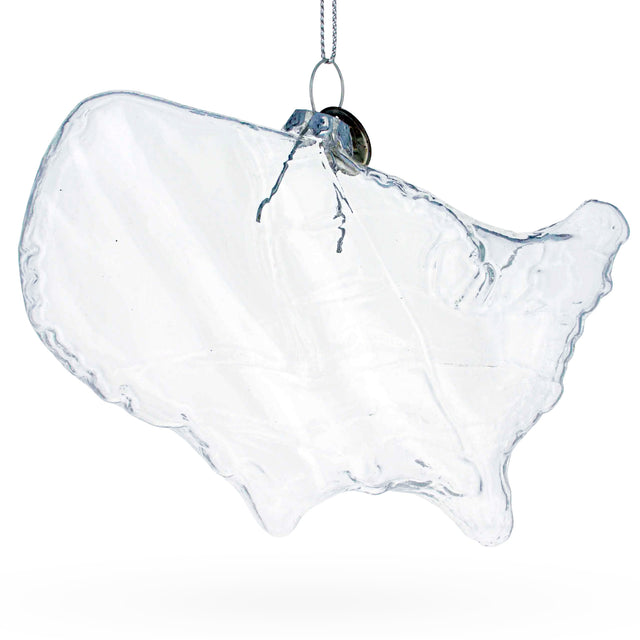 Patriotic USA Map - Clear Blown Glass Christmas Ornament in Clear color,  shape