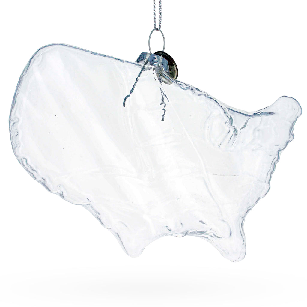 USA Map Clear Glass Christmas Ornament in Clear color Figurine