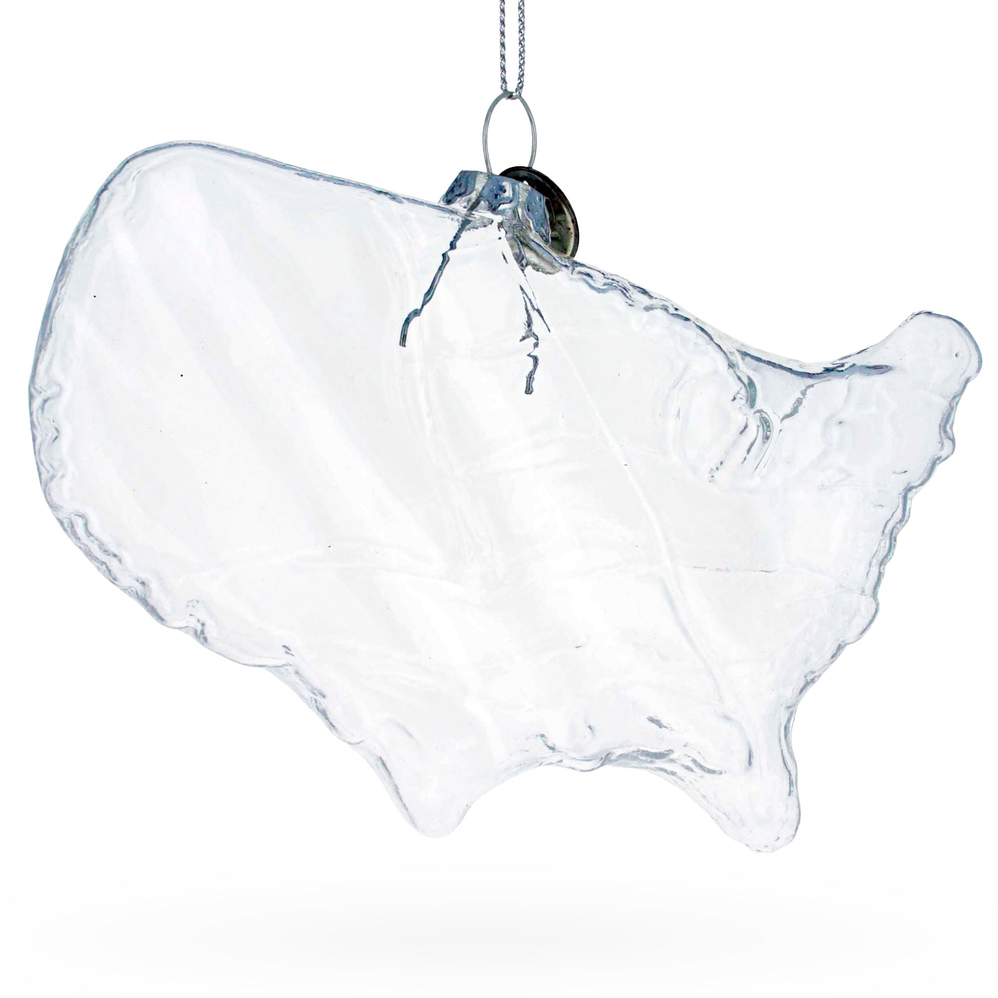 USA Map Clear Glass Christmas Ornament in Clear color Figurine