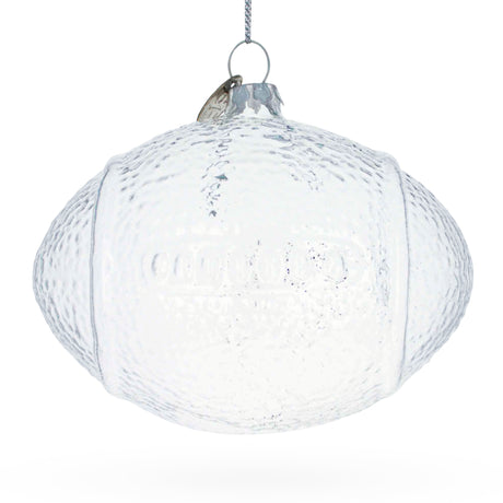 Glass Sporty Football - Clear Blown Glass Christmas Ornament in Clear color Oval