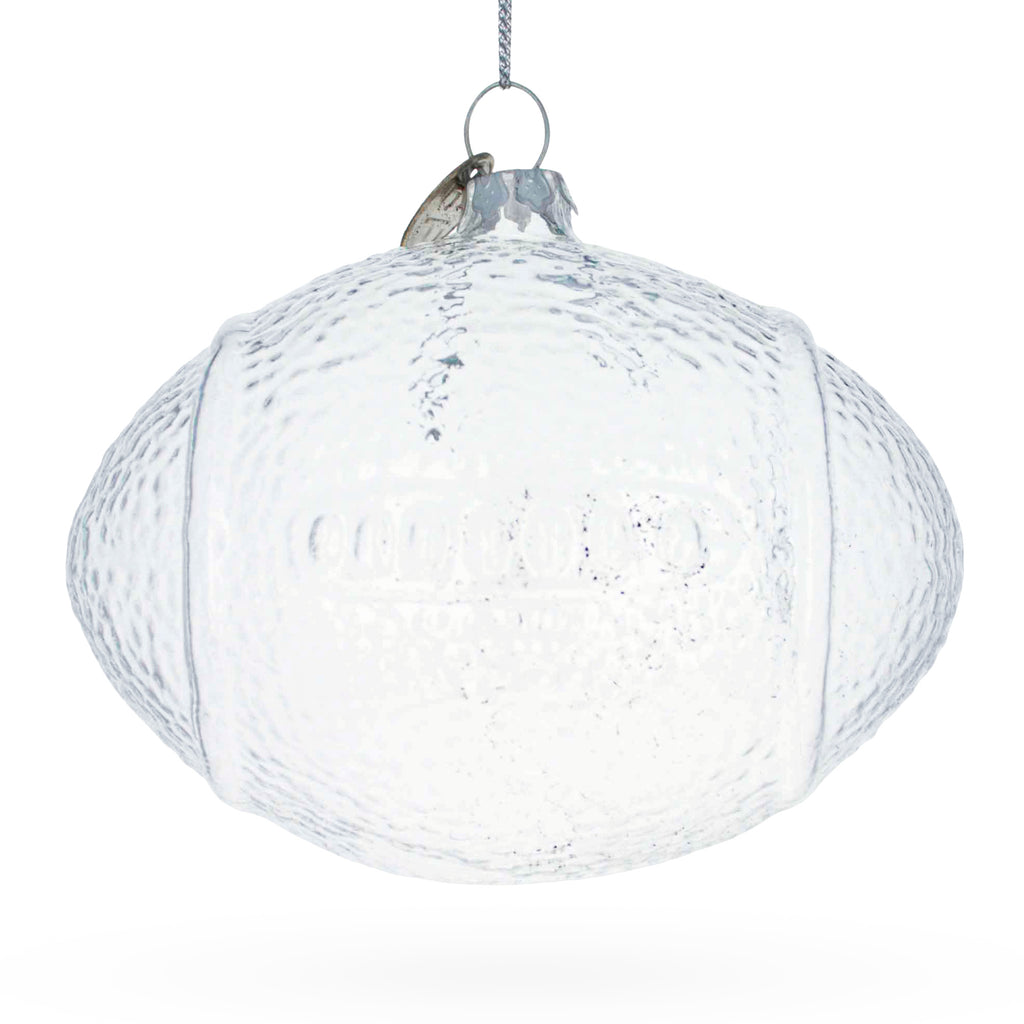 Football Clear Glass Christmas Ornament in Clear color Figurine