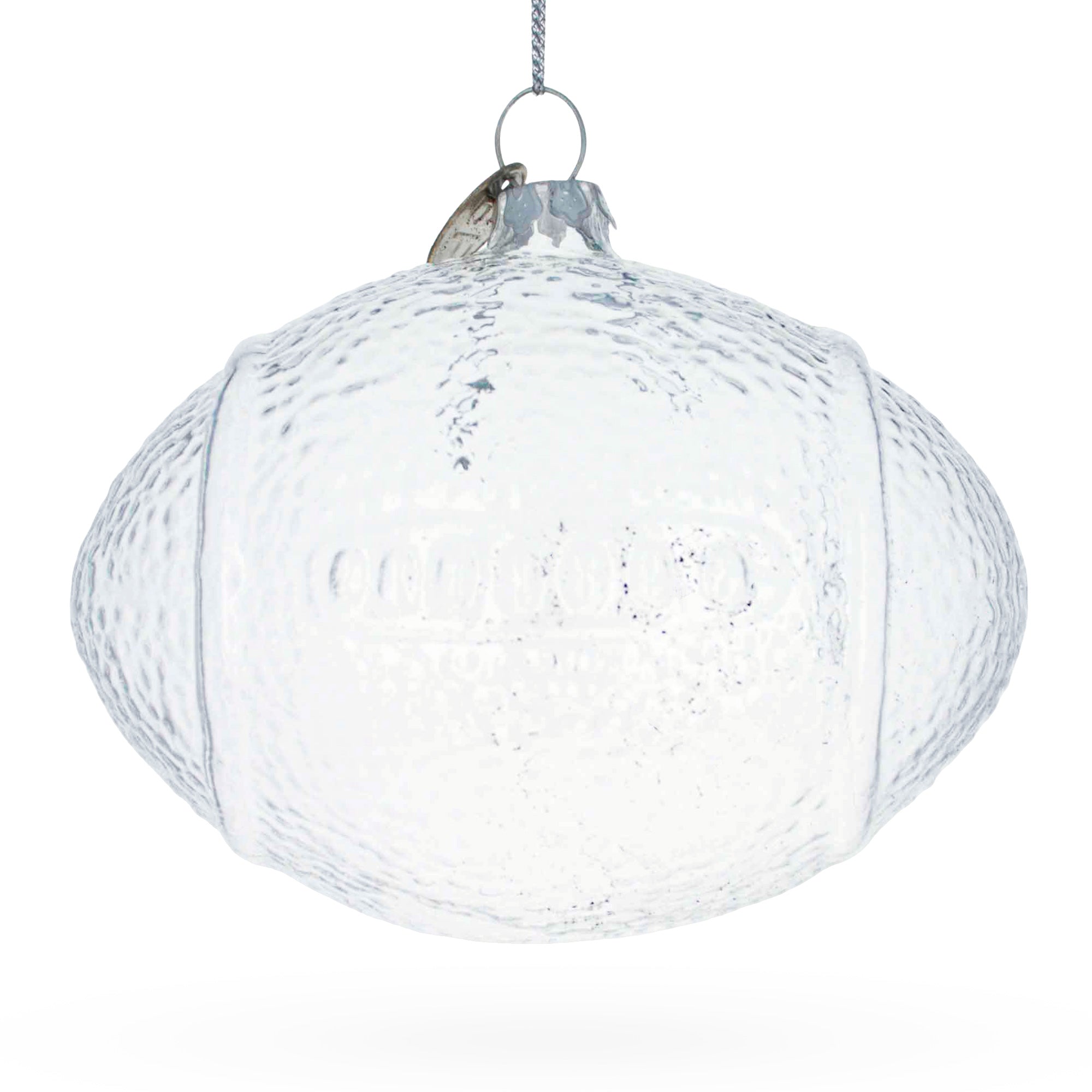 Football Clear Glass Christmas Ornament in Clear color Figurine
