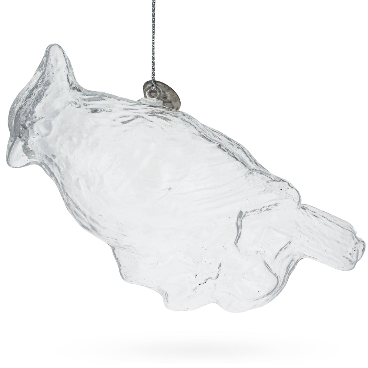 Elegant Cardinal Bird - Clear Blown Glass Christmas Ornament in Clear color,  shape