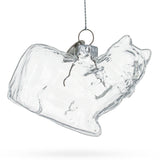 Cozy Cat in Scarf - Clear Blown Glass Christmas Ornament in Clear color,  shape