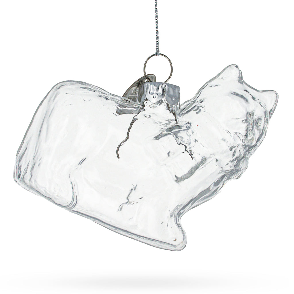 Cat in Scarf Clear Glass Christmas Ornament in Clear color Figurine