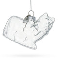 Cat in Scarf Clear Glass Christmas Ornament in Clear color Figurine