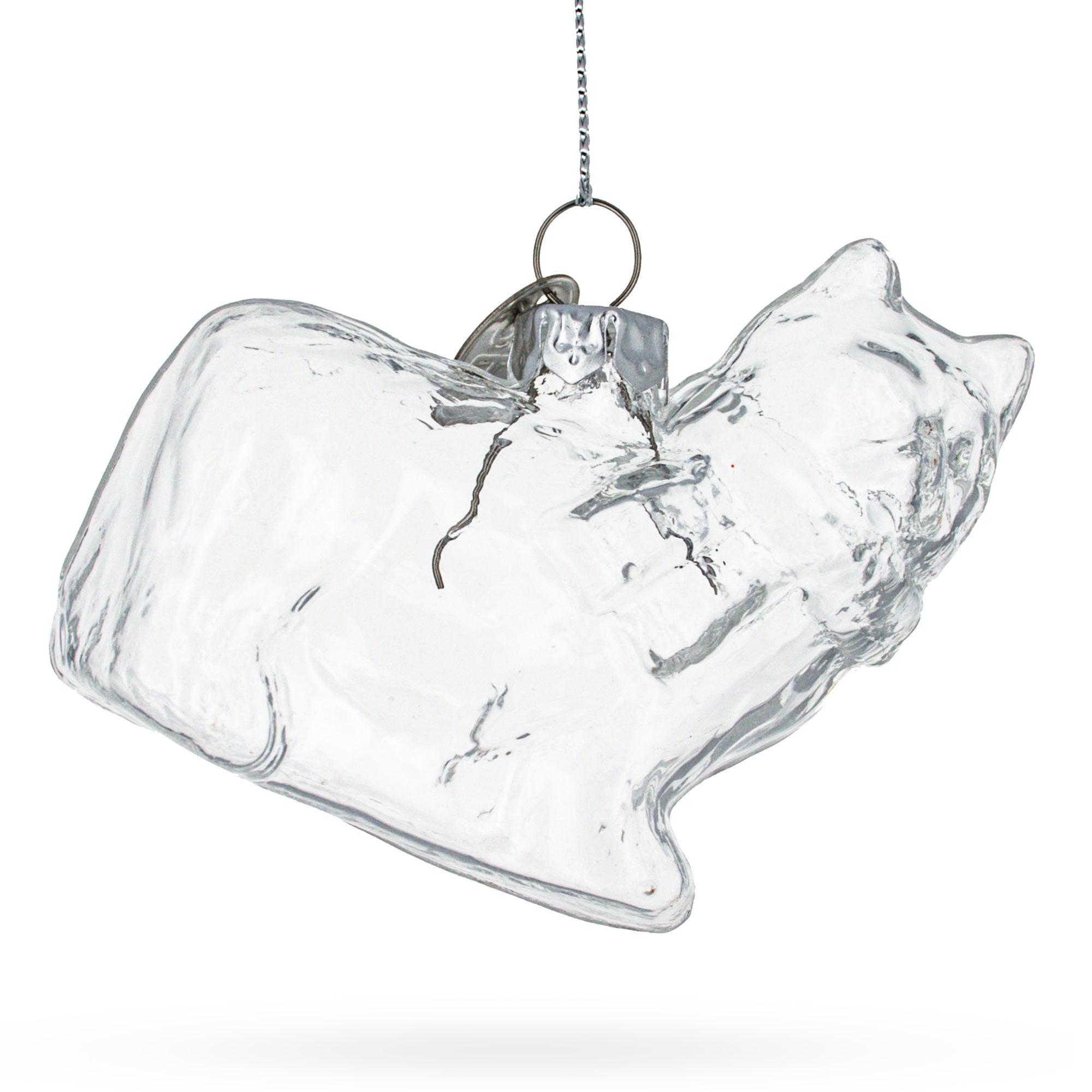 Cat in Scarf Clear Glass Christmas Ornament in Clear color Figurine