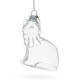 Cat in Hat Clear - Blown Glass Christmas Ornament in Clear color,  shape