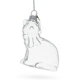 Cat in Hat Clear Blown Glass Christmas Ornament in Clear color