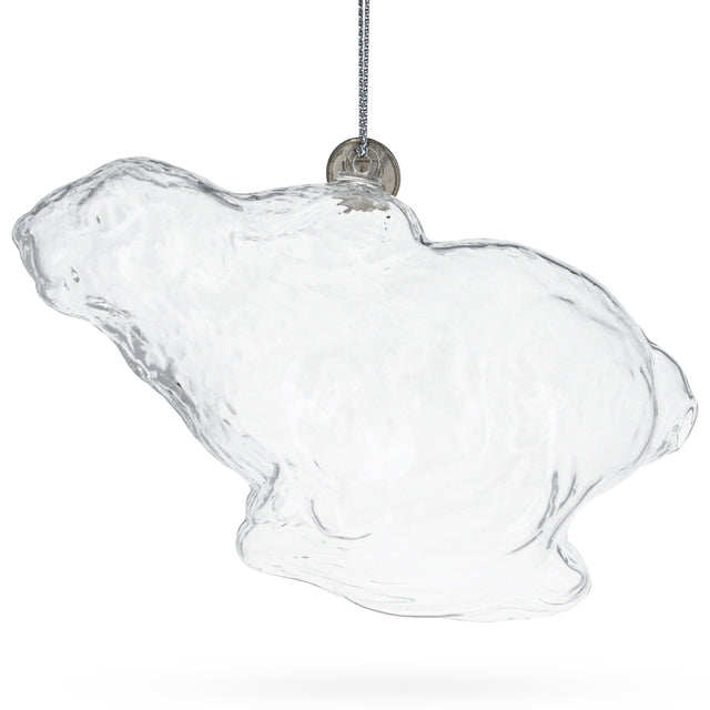 Whimsical Wonderland Bunny - Clear Blown Glass Christmas Ornament in Clear color,  shape