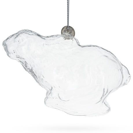 Whimsical Wonderland Bunny Clear Glass Christmas Ornament in Clear color