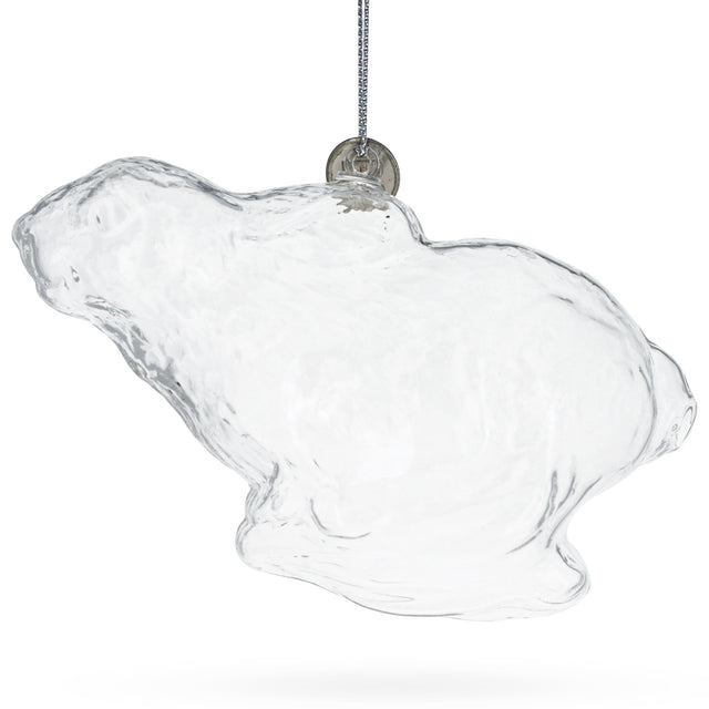 Whimsical Wonderland Bunny Clear Glass Christmas Ornament in Clear color