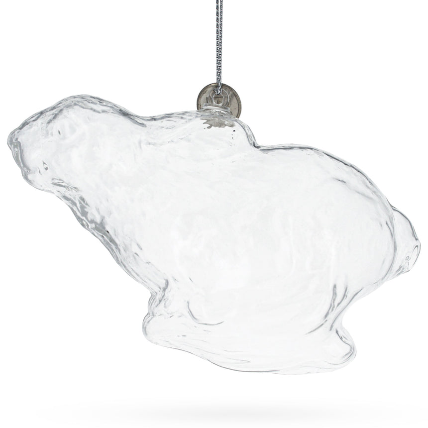 Whimsical Wonderland Bunny Clear Glass Christmas Ornament in Clear color