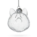 Mini Cat Head Clear Glass Christmas Ornament in Clear color Figurine