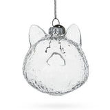 Cat Head Clear Blown Glass Christmas Ornament in Clear color