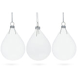 Set of 3 Water Drop Clear Glass Ornament 4.5 Inches (115 mm) in Clear color Oval