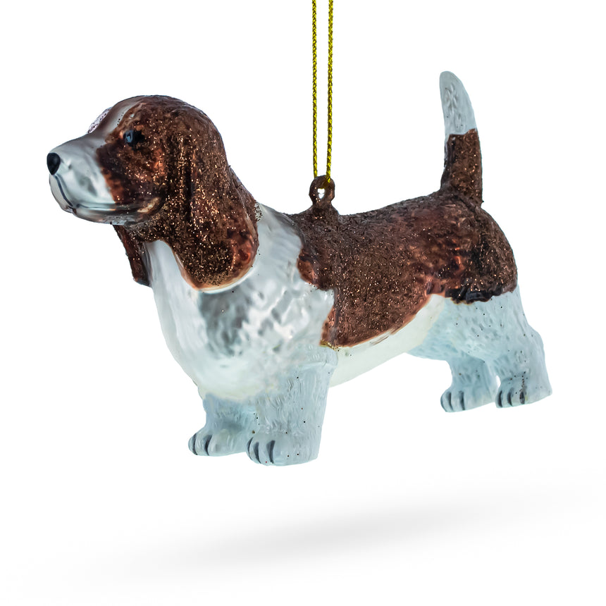 Playful Beagle Blown Glass Christmas Ornament in Multi color