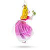 Enchanted Love: Princess Kissing Frog Prince - Blown Glass Christmas Ornament ,dimensions in inches: 6.0 x 2.3 x 2.7