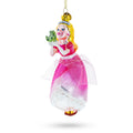 Princess Kissing Frog Prince Glass Christmas Ornament in Pink color Figurine